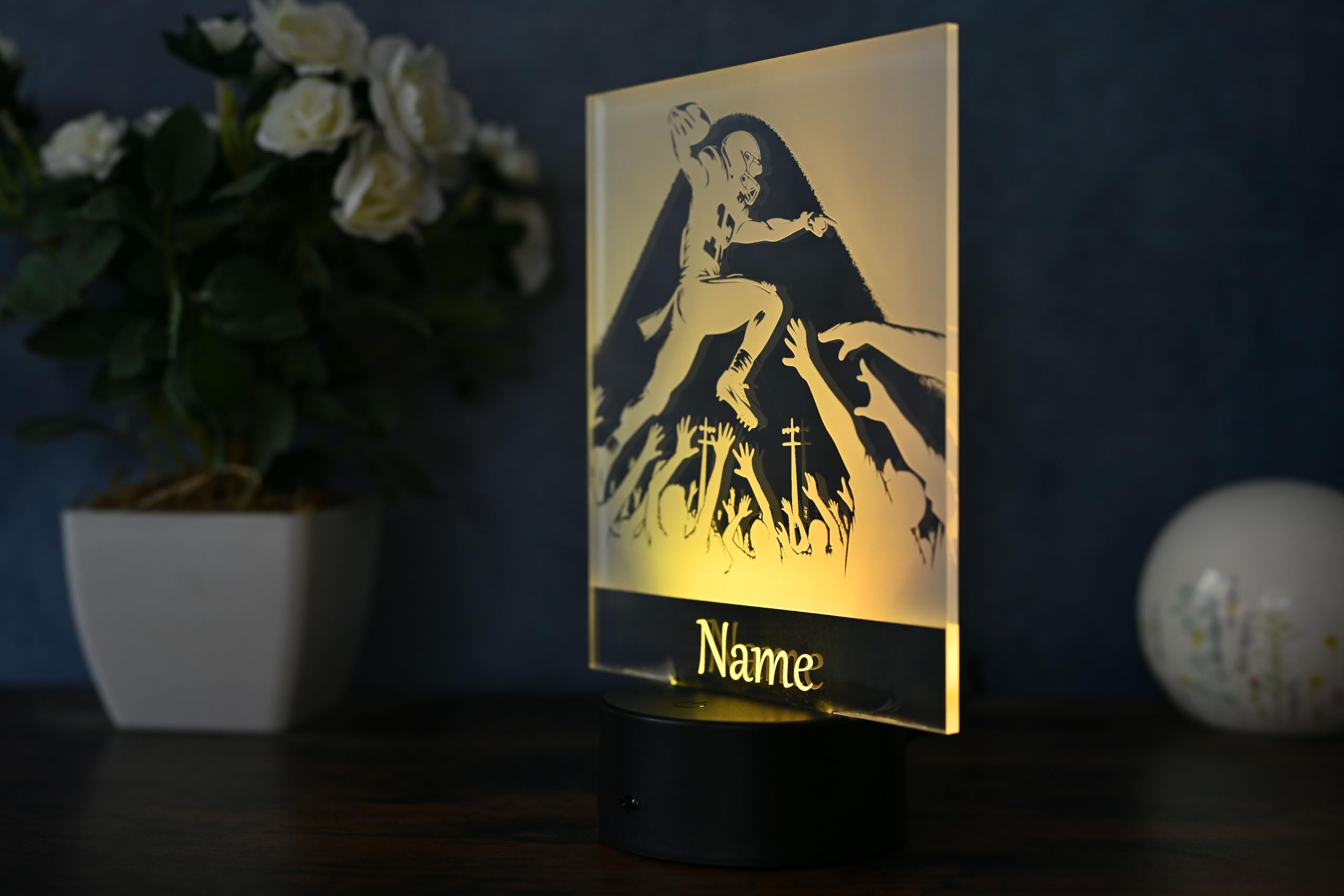 Personalisierte LED Football Lampe – American Football Geschenk, Nachtlicht, Deko, Football Geburtstag, Dekoration für Zuhause