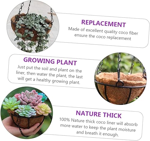 Miniatura 7 de Parliky 1 Set 2pcs Coconut Palm Flower Pot Hanging Plannter Accessory Basket Liner Garden Pot Liners Liner Replacement Planters Liners Round Liners
