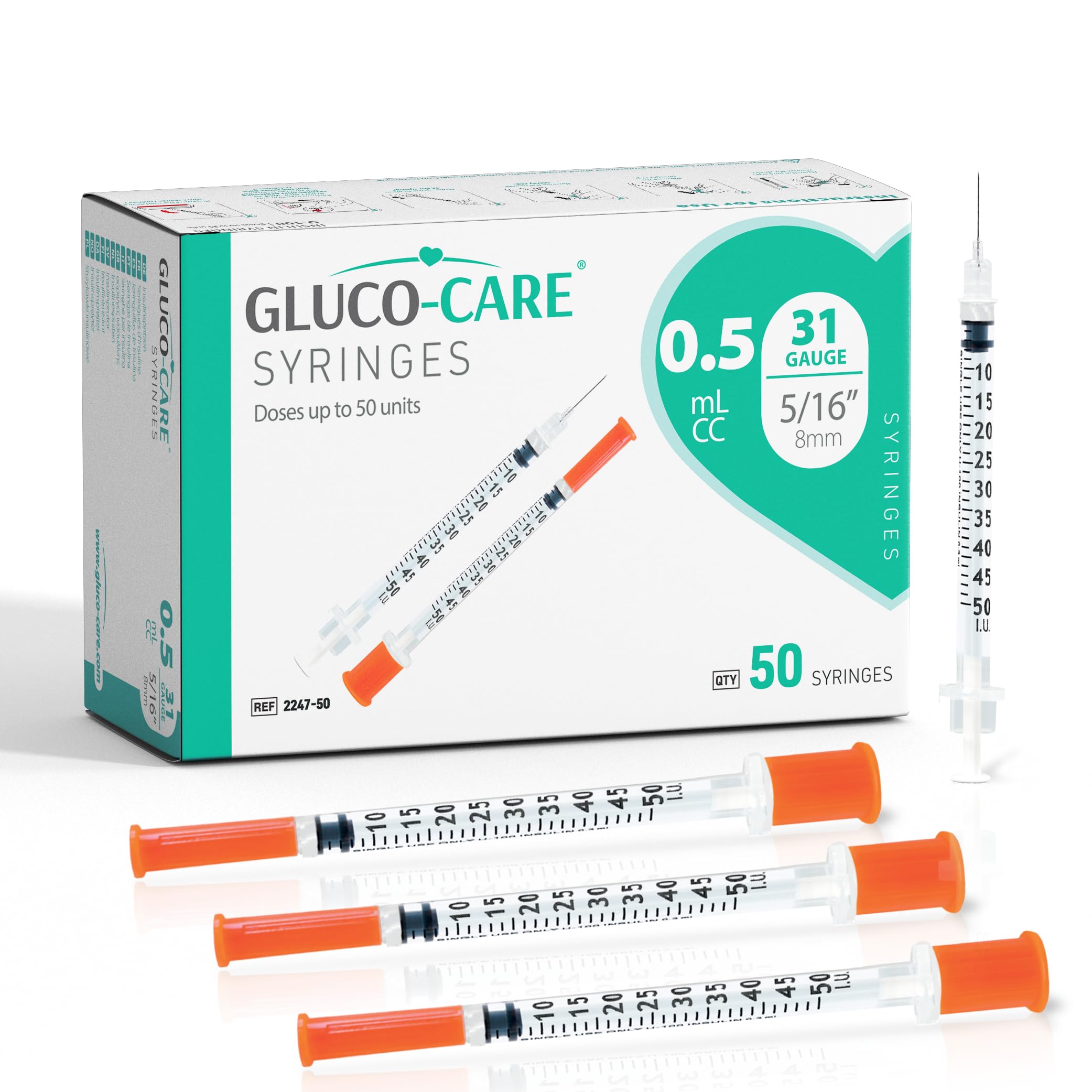 GLUCO-CARE 1ml /cc Syringes 31G x 5/16’’ (8mm), Orange Cap, Box of 50 pcs — Amazon image 12