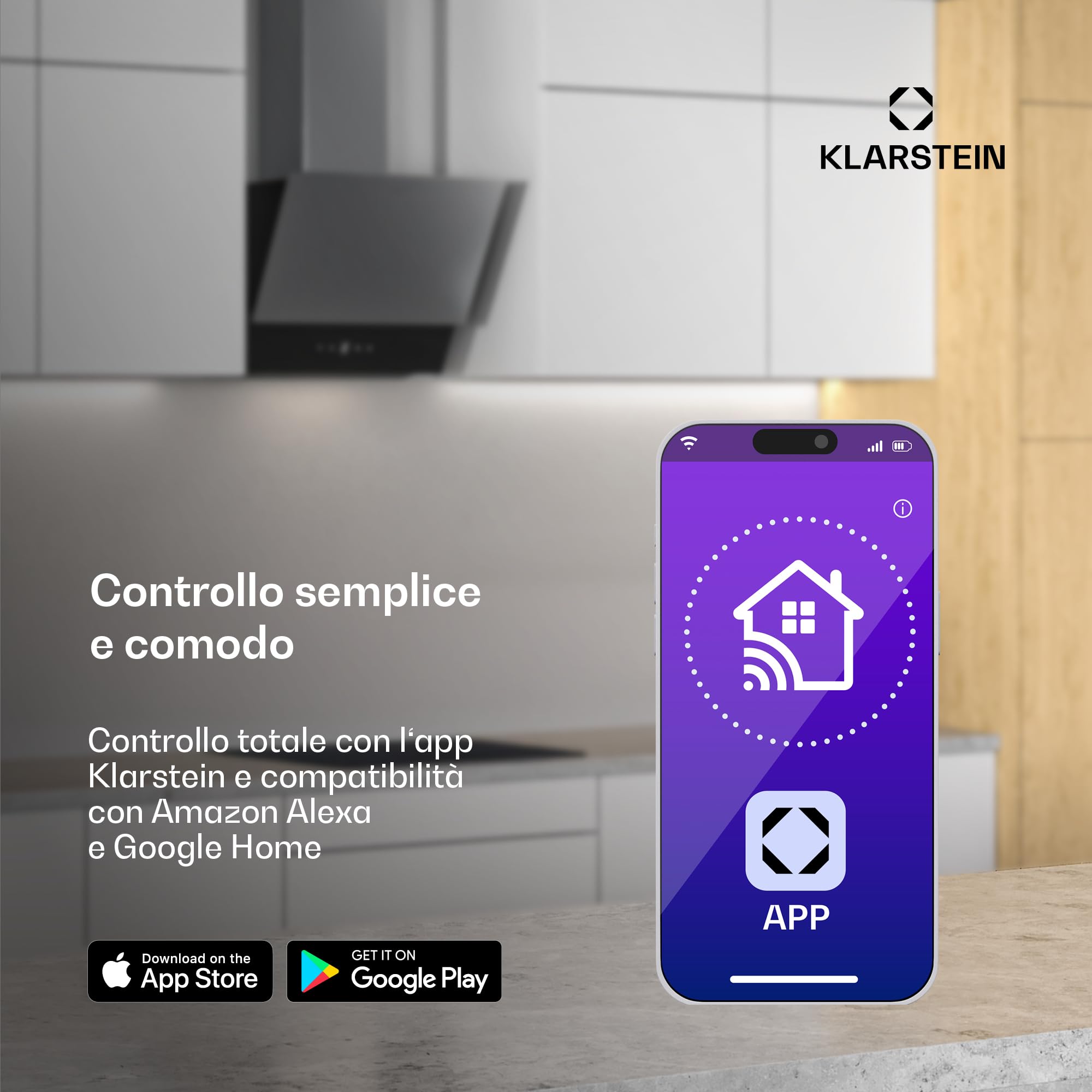 Klarstein BigBite Cappe Inclinate 90cm - Cappa Angolare, 417 m³/h Boost, Touch, LED, A+++, 3 Velocità, Filtro Carbone, Scarico & Ricircolo, Design Vetro, Cappa Cucina Moderna, Nero