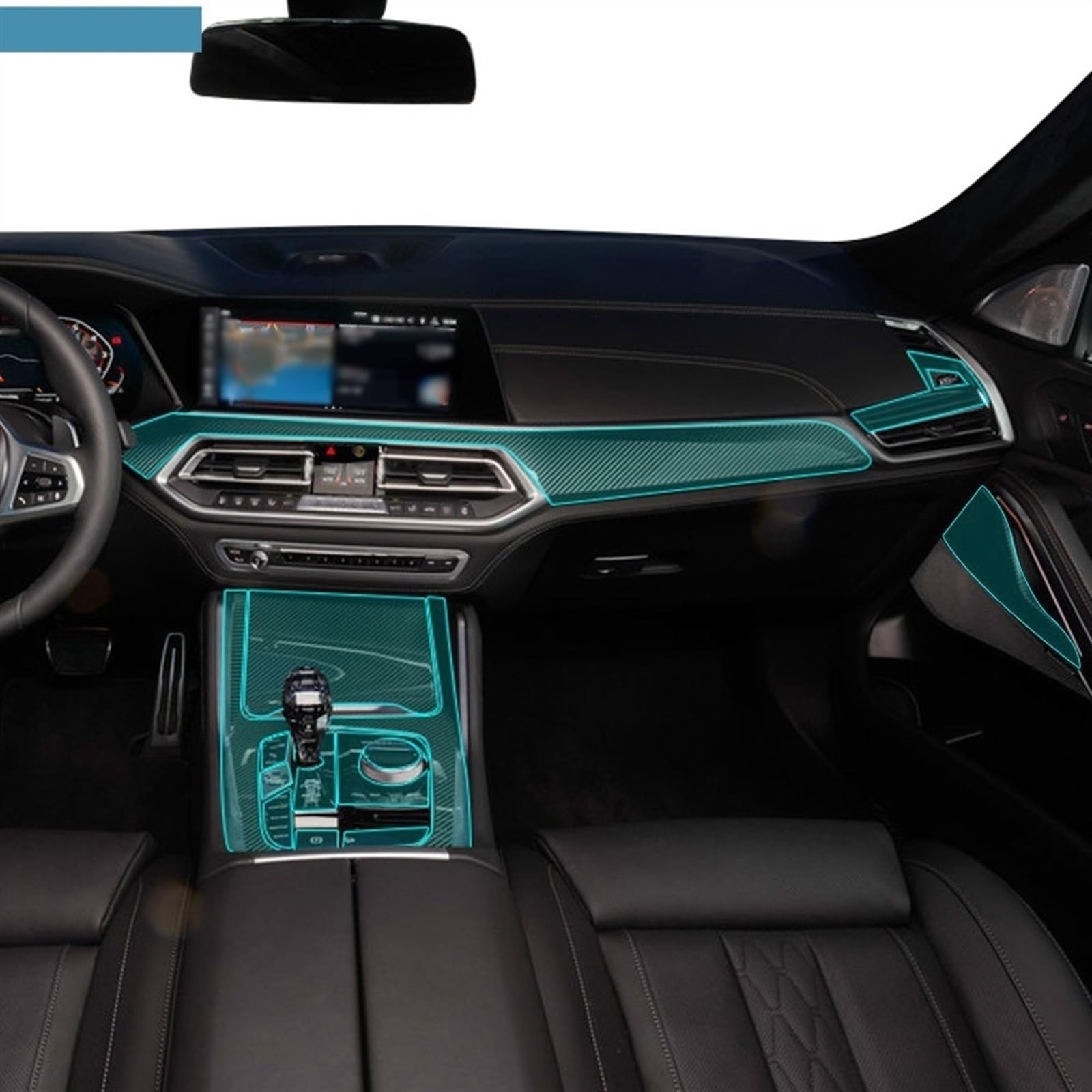 Autoschutzfolie Auto Innen Zentrale Konsole Getriebe Dashboard Aufkleber Transparente Schutz Film Für BMW Für X6 Für G06 2020 Zubehör(The whole set)