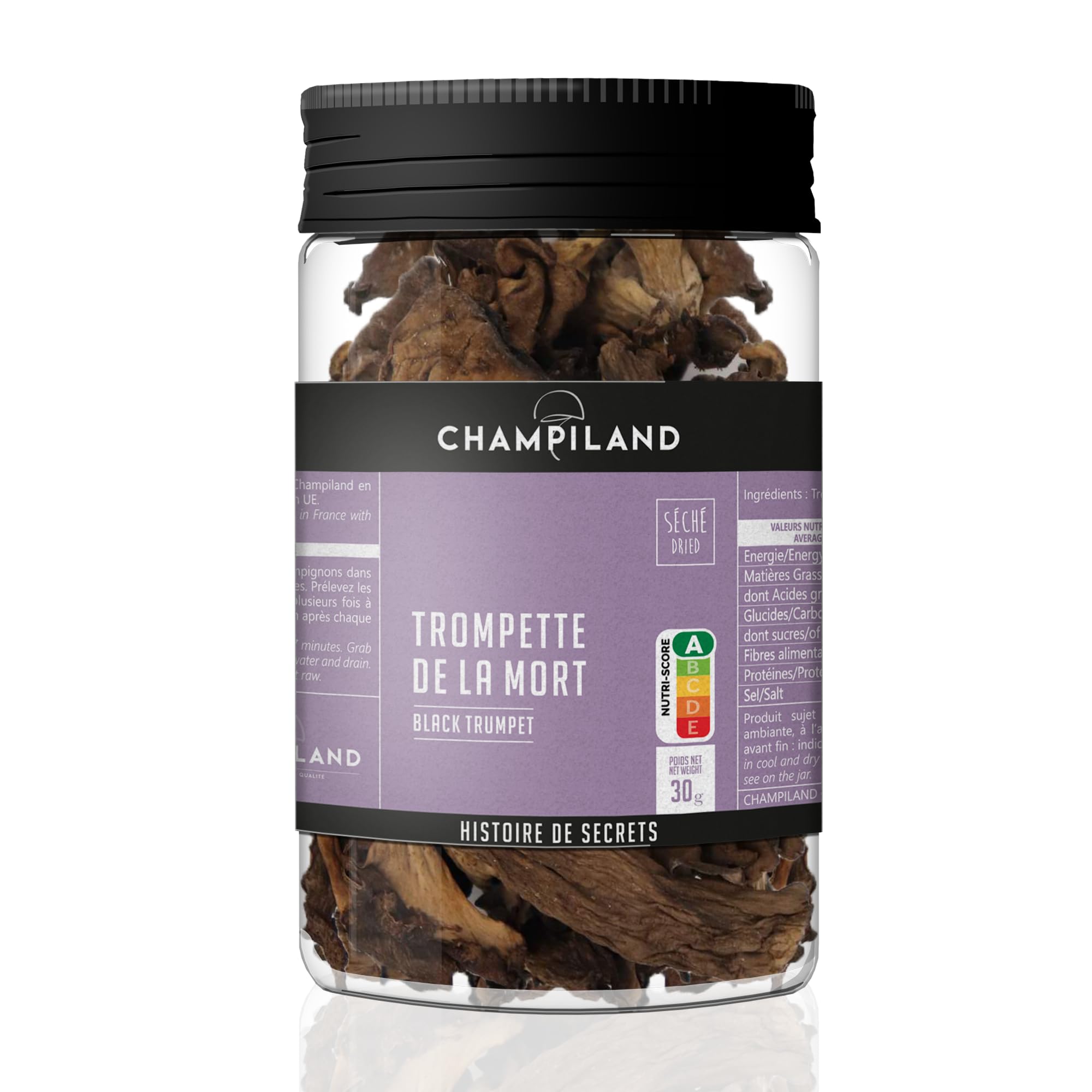 CHAMPILAND - Trompette de la Mort Séchée - Champignons Sylvestres Sélectionnés - Saveur Exceptionnelle - Riche en Protéines - Pot de 30 g