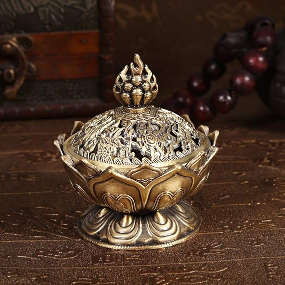 Incense holder, incense 6.9 x 7 cm decoration, incense (bronze)