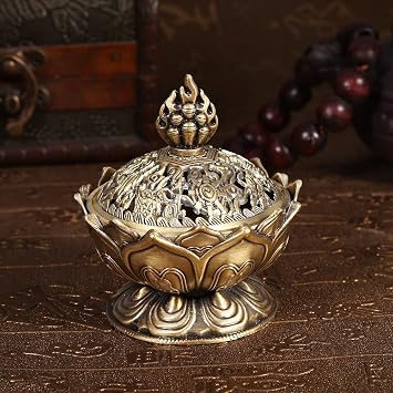 Incense holder, incense 6.9 x 7 cm decoration, incense (bronze)
