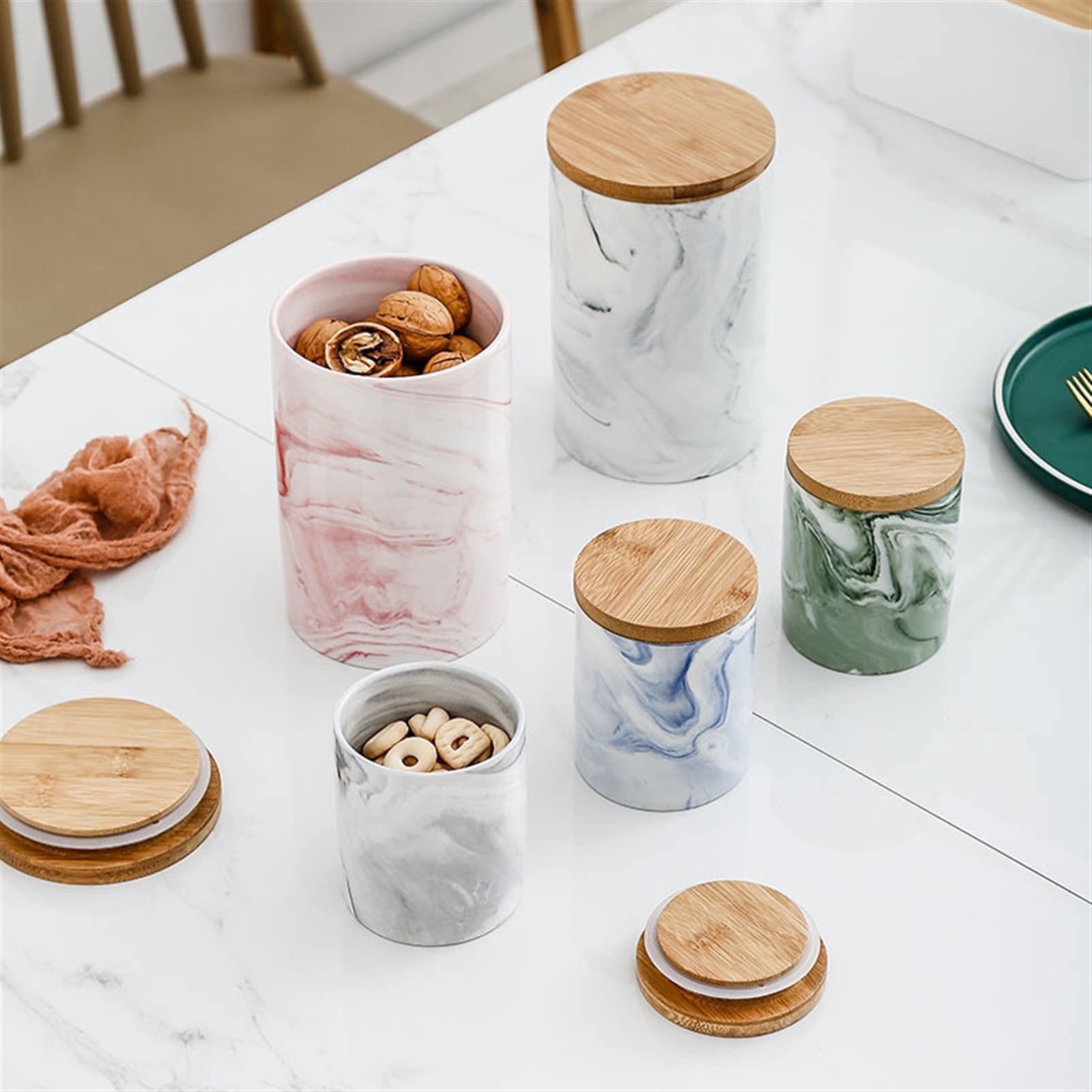 QINGGANGLING999 Kaffeedosen Keramische Kaffee-Glas-Multifunktionsglas-Bonbons Kaffee-Tee-Speicher-Flasche-Küchen-Lebensmittel-Behälter-Gefängnissen Kaffeedose Luftdicht (Color : B)