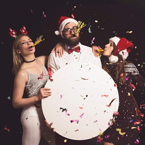 Miniatura 7 de Sumind 36 piezas de purpurina metálica con flecos, soplador de papel dorado y negro, soplador de ruido, silbatos para recuerdos de fiesta y