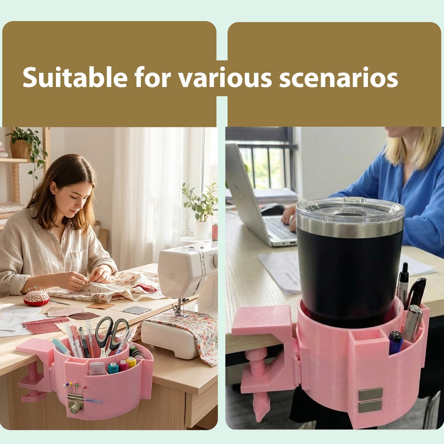 Sewing Table Organizer, Craft Table Clamp Organizer,Multi-Slot & Strong Magnets,for Fabric Scraps, Scissors, Sewing Notions Adjustable Clamp No Installation Required