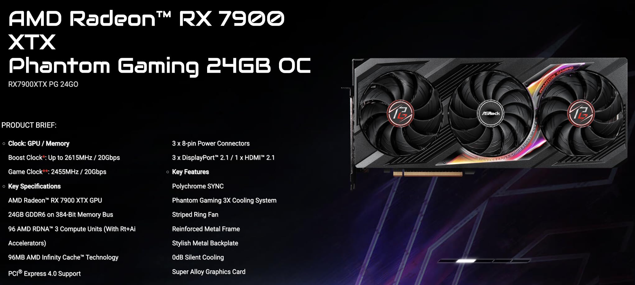 Amazon.com: ASRock Phantom Gaming Radeon RX 7900 XTX 24GB OC GDDR6