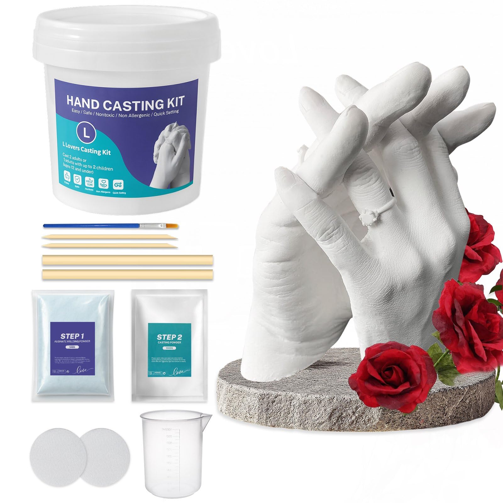 DMSELL Couples Hand Casting Kit for 2, Family Hand Casting Kit, 3D Hand Moulding Kit for 2 Hands