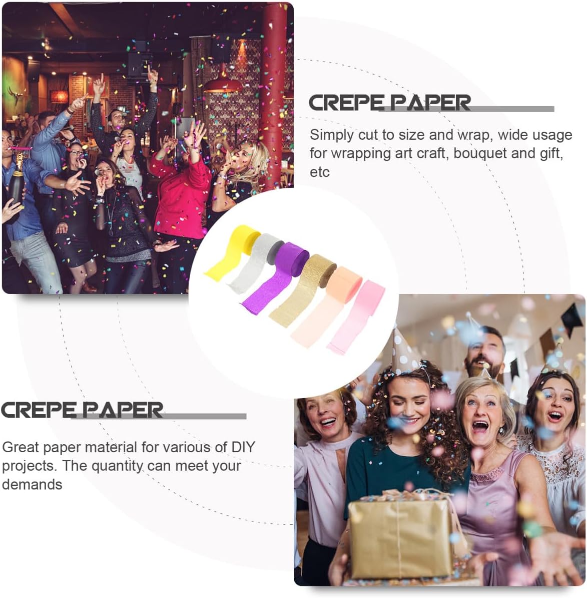 6rolls DIY Crepe Paper Streamer Wide Usage for Art Craft Safe Material for Boys and Girls Adults
