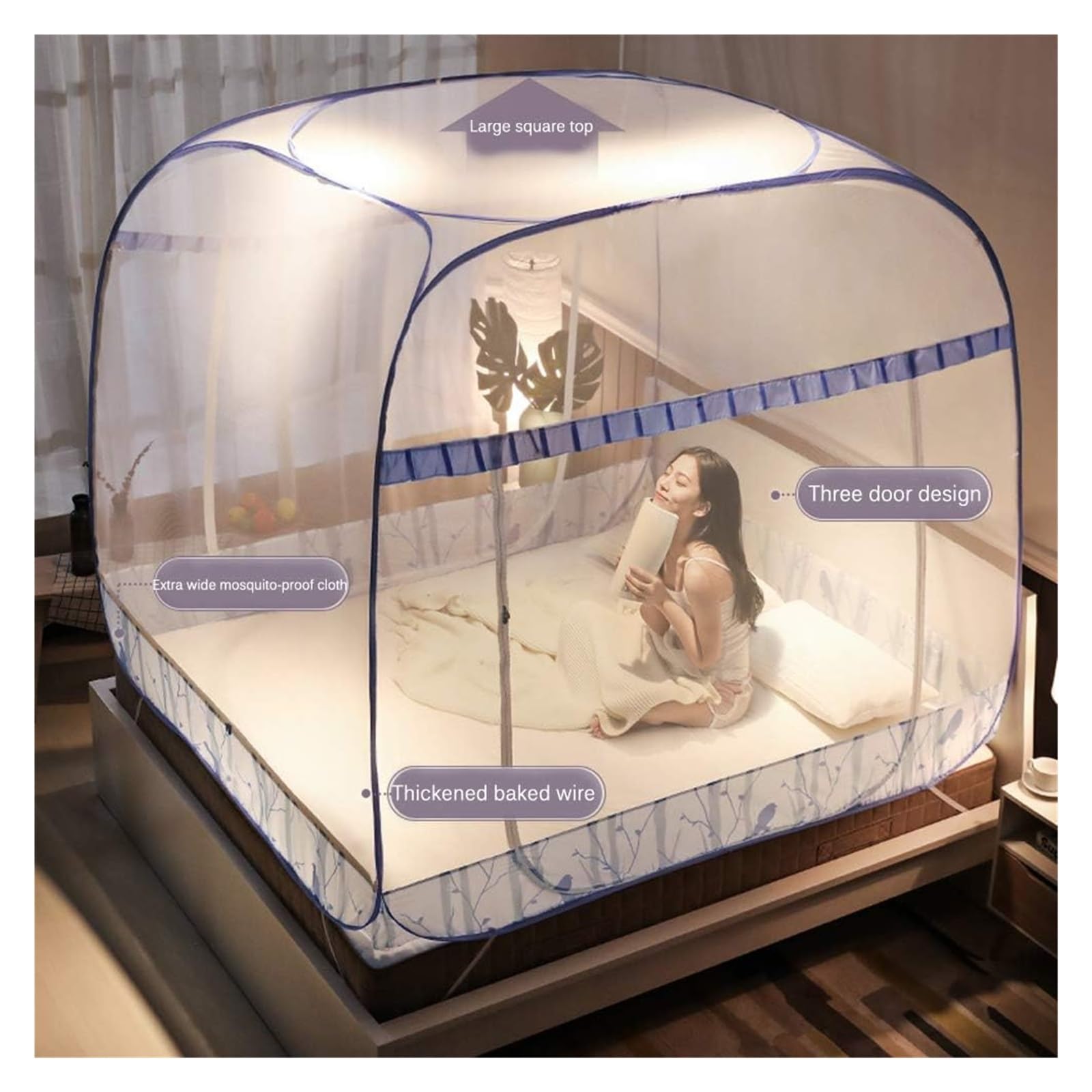 Mosquitera, mosquitera Colgante para Cama, mosquitera Estilo yurta Mongol, instalación Gratuita y Plegable, Cortinas emergentes para Evitar Insectos en Camas y dormitorios (Morado, 1,2 x 2 m