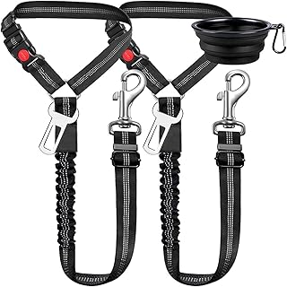 2x TÜV-geprüfter Hundeauto-Gurt mit 1680D-Nylon & 3D-Stoßdämpfer ertifizierter Sicherheitsgurt für SUV/Wohnmobile (80-150cm verstellbar, kaufsicherer Rand) - Für alle Rassen bis 60kg