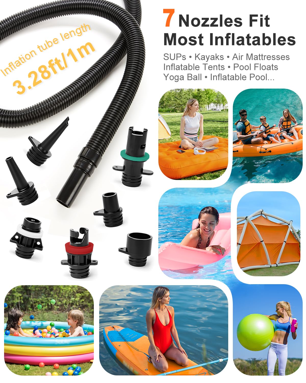SUP Pompe Électrique 20 PSI – Rechargeable, 12V, Gonflage/Dégonflage Auto-Arrêt, Pression Précise – Gonfleur Electrique Paddle Pour Paddle, Kayak, Tente, Matelas Gonflable, Jouets Piscine