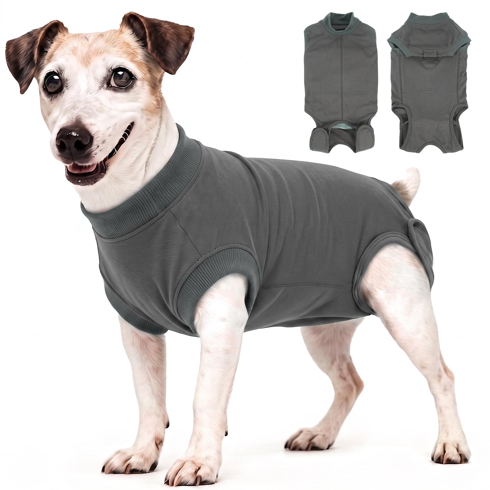 PUMYPOREITY Dog Post Spay Suit, Dog Medical Vest Male, Surgical Suit For Weaning, Prevent Pet From Interfering With Stitches(Dark gray, S)