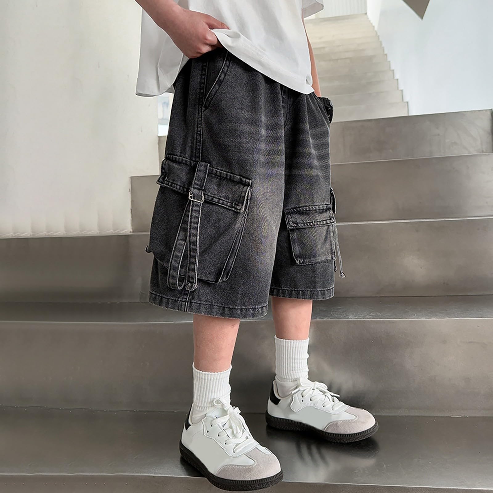 Vaqueros Rectos para niños Apto para Uso Escolar Vaqueros Estilo Callejero Lavable y fácil Cuidado Sin restricciones de Movimiento Jeans de Pierna Ancha Jeans Estilo Y2K Tejido Denim Resistente