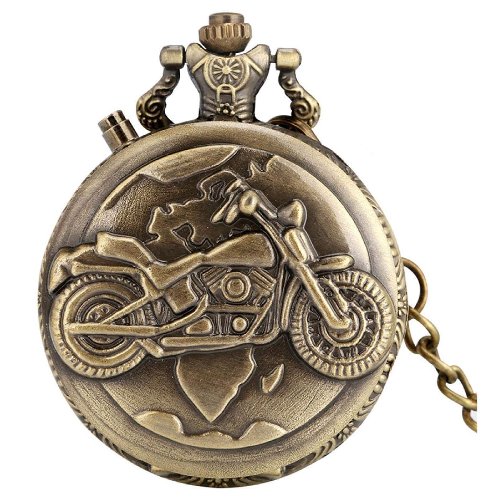 Reloj de bolsillo para hombres y mujeres ideal como regalo con colgante moto