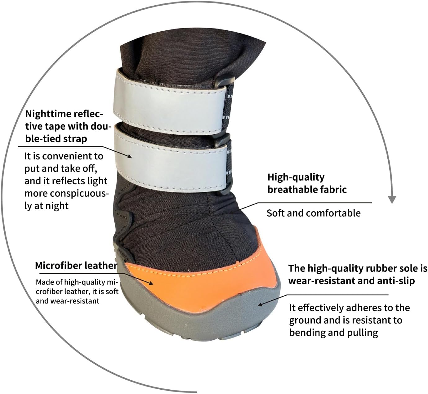 Dog Suspender Boots – Adjustable Waterproof Pet Shoes, Comfortable Protective Design, Lightweight Easy-To-Wear Construction, Reflective Safety Strip | Puppy Boots For Cold Weather Winter Outdoor Walks