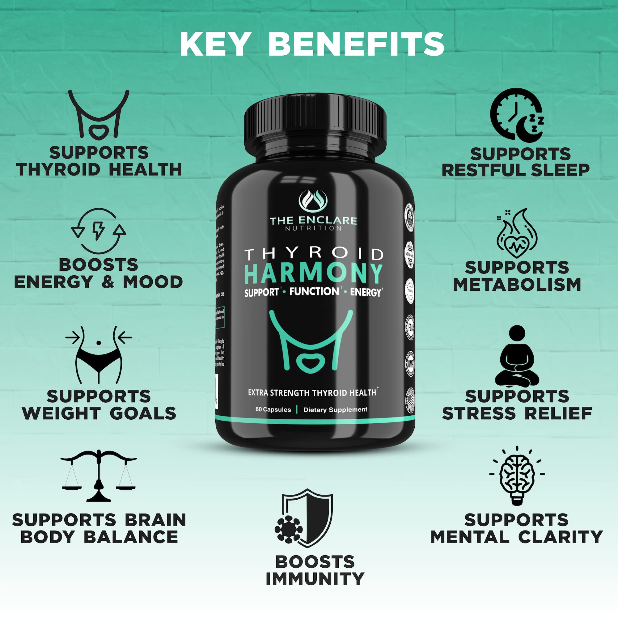 THE ENCLARE NUTRITION Thyroid Support Supplement with Iodine - Balance Hormones for Energy, Metabolism, Focus, Stress, Mood. Ashwagandha, Zinc, Selenium, Vitamin B12, Kelp, Magnesium, L Tyrosine (1) — Amazon image 9