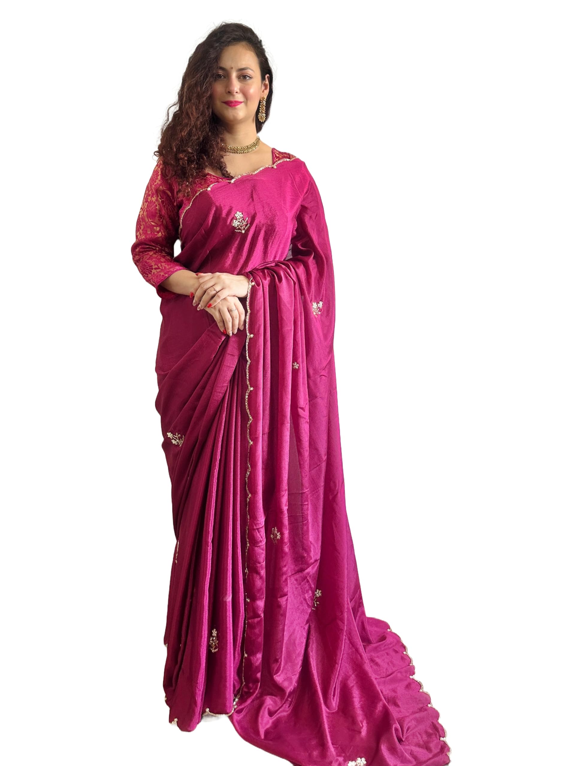 Pandadi Saree Heavy Rangoli Silk Saree with Handwork, Cutwork, and Pearl Embellishments