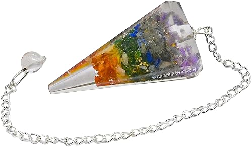 Miniatura 2 de Péndulos de cristal Orgone Chakra Amazing Gemstone para adivinación y radiestesia, péndulo de cristal con movimiento pendular verdadero, cristal