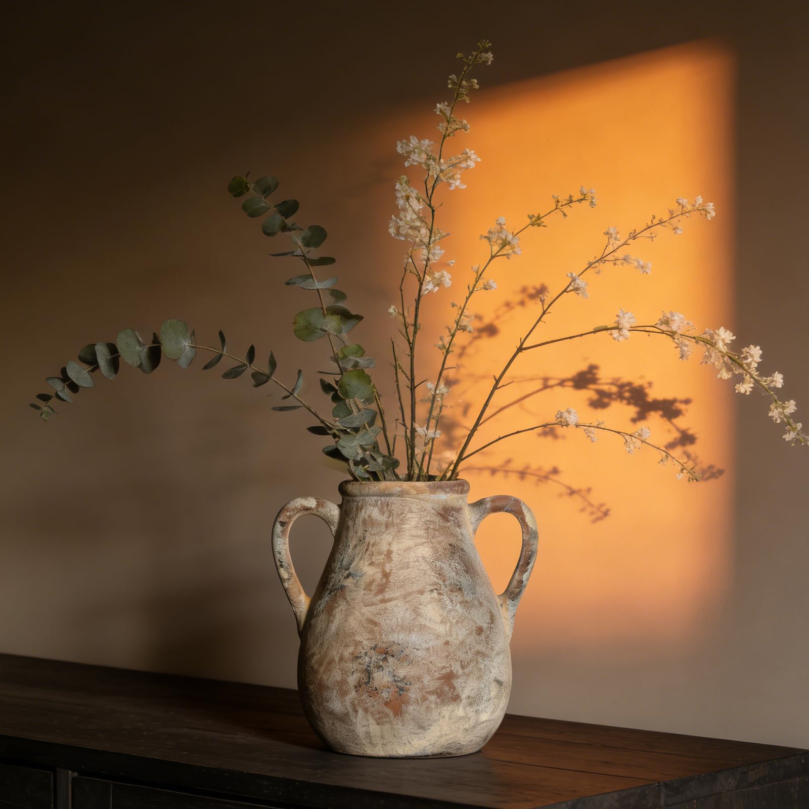 View 1 of ***HANDLE BROKEN***MILÖNGA Ceramic Vase Raw Terracotta Vase for Centerpieces,Modern Farmhouse Rustic Vintage Flower Vase for Pottery Barn Home Decor,Living Room,Kitchen Bedroom (Brown, 7.5 Inches)