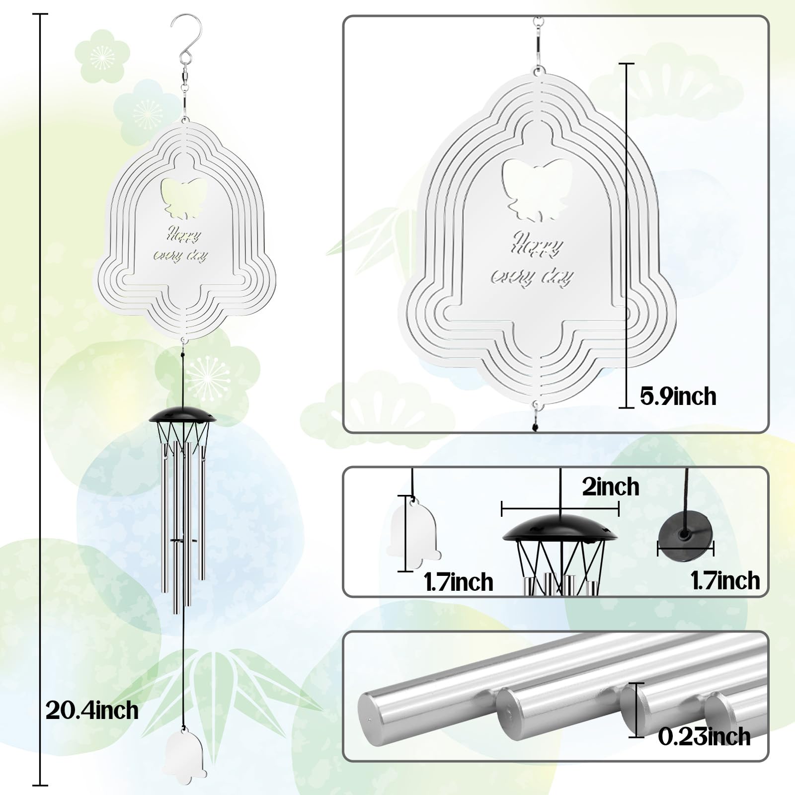 Windspiel mit Glocken, stark reflektierend, Outdoor-Gartendekoration, Windspiel, Geschenke für Frauen, Mutter, Ruhestand, Lehrer, Eltern, Geburtstag, Gedenkgeschenk für Garten, Veranda, Terrasse,