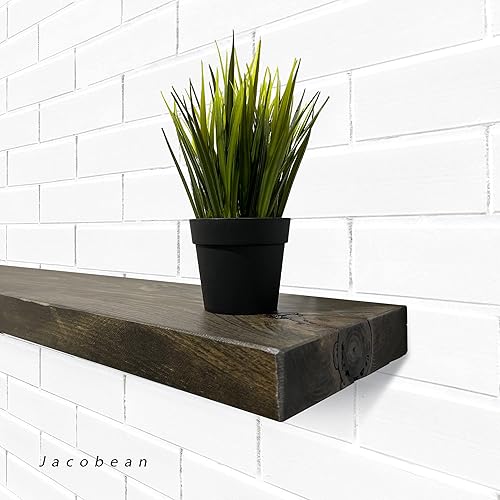 Miniatura 2 de URBANDI, Estantes flotantes rústicos, juego de 2, soporte oculto, madera maciza, resistente, estantes montados en la pared, (marrón oscuro, 36