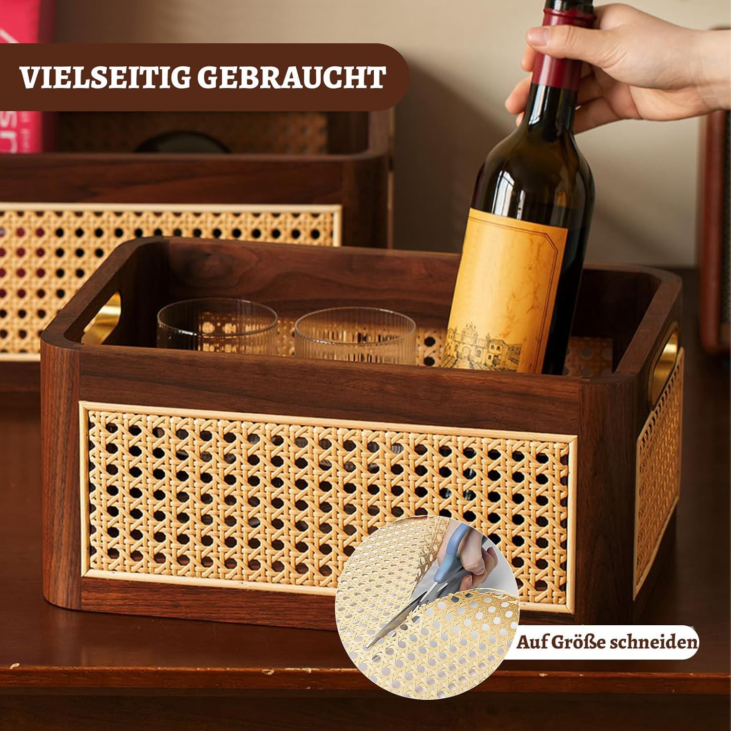 Tressage de Vienne - 40 x 300 cm - Sangle en rotin PE imperméable - Résistante à la moisissure - Décoration de meubles en rotin faite à la main - Pour le bricolage, le bricolage