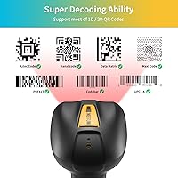 Vista 2 de NETUM Escáner de código de barras Bluetooth industrial QR, actualizado con base de carga, lector de código de barras inalámbrico 2D 1D 2600mAh