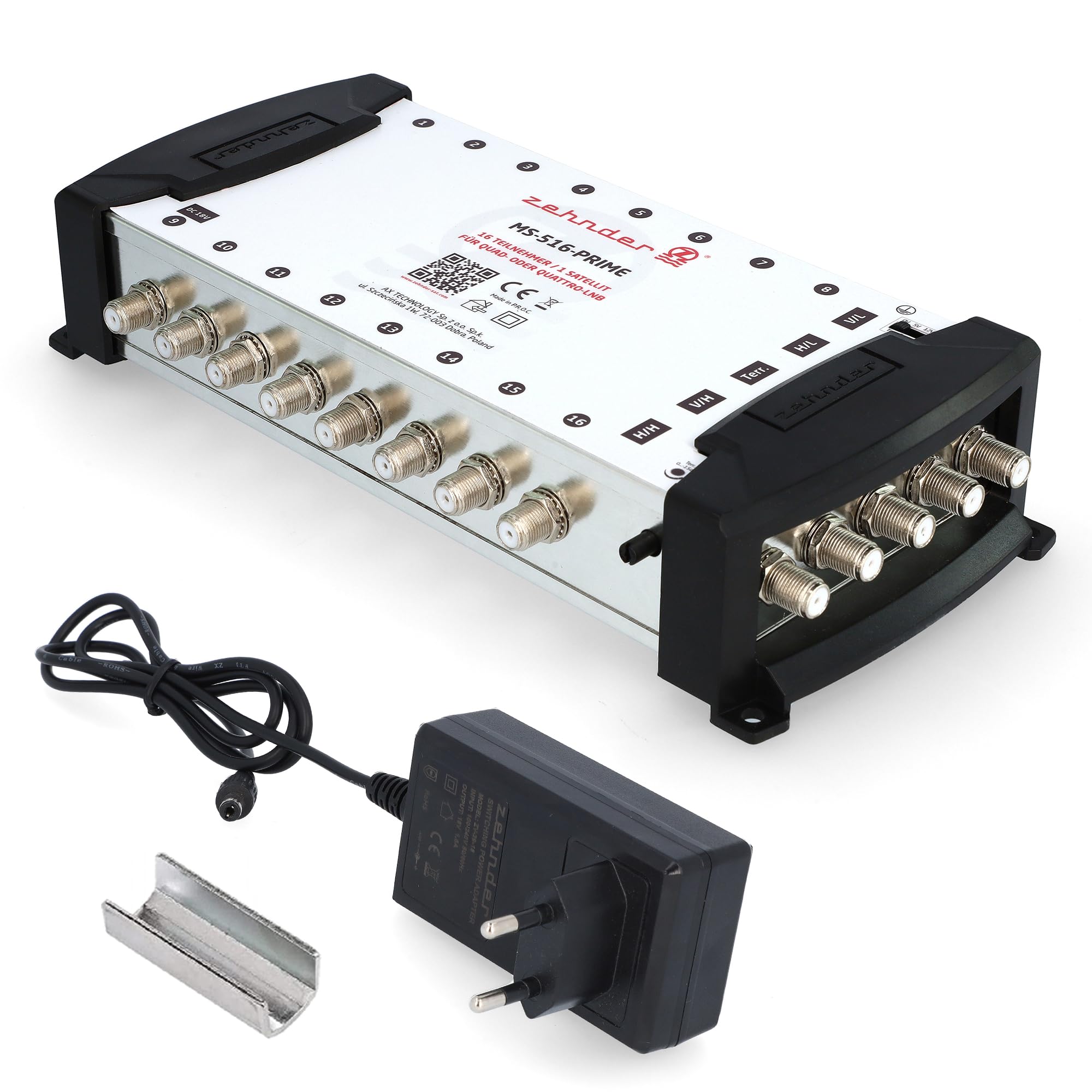 [ Test très bien *] Commutateur multiple ZEHNDER 5/16 pour LNB Quattro & Quad LNB, commutateur multiple pour 1 satellite et 16 participants (TV, récepteur satellite), répartiteur satellite numérique