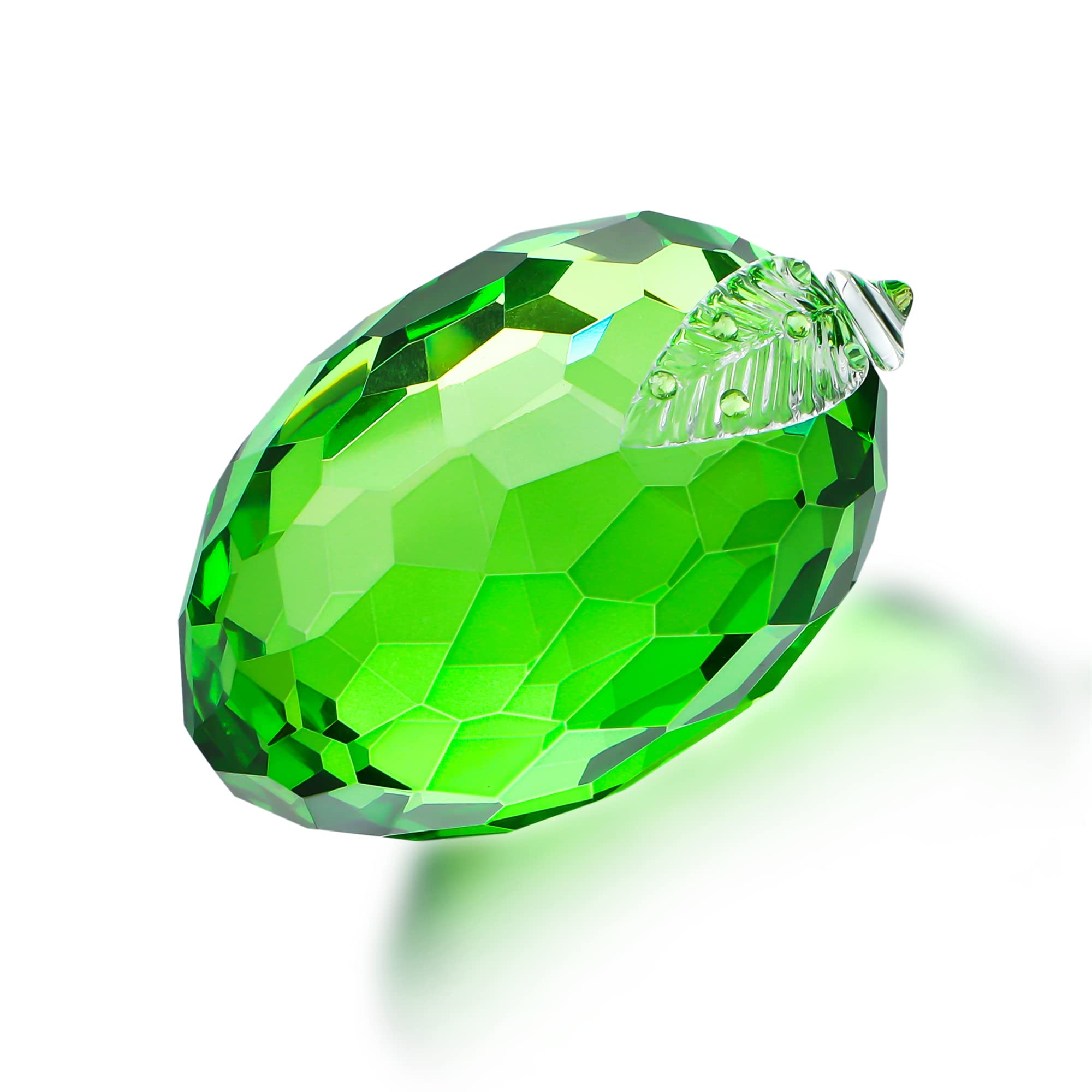 H&D HYALINE & DORA Green Crystal Lemon Paperweight Art Glass Fruit Ornamernt, Wedding Garden Party Tabletop Decor Gift