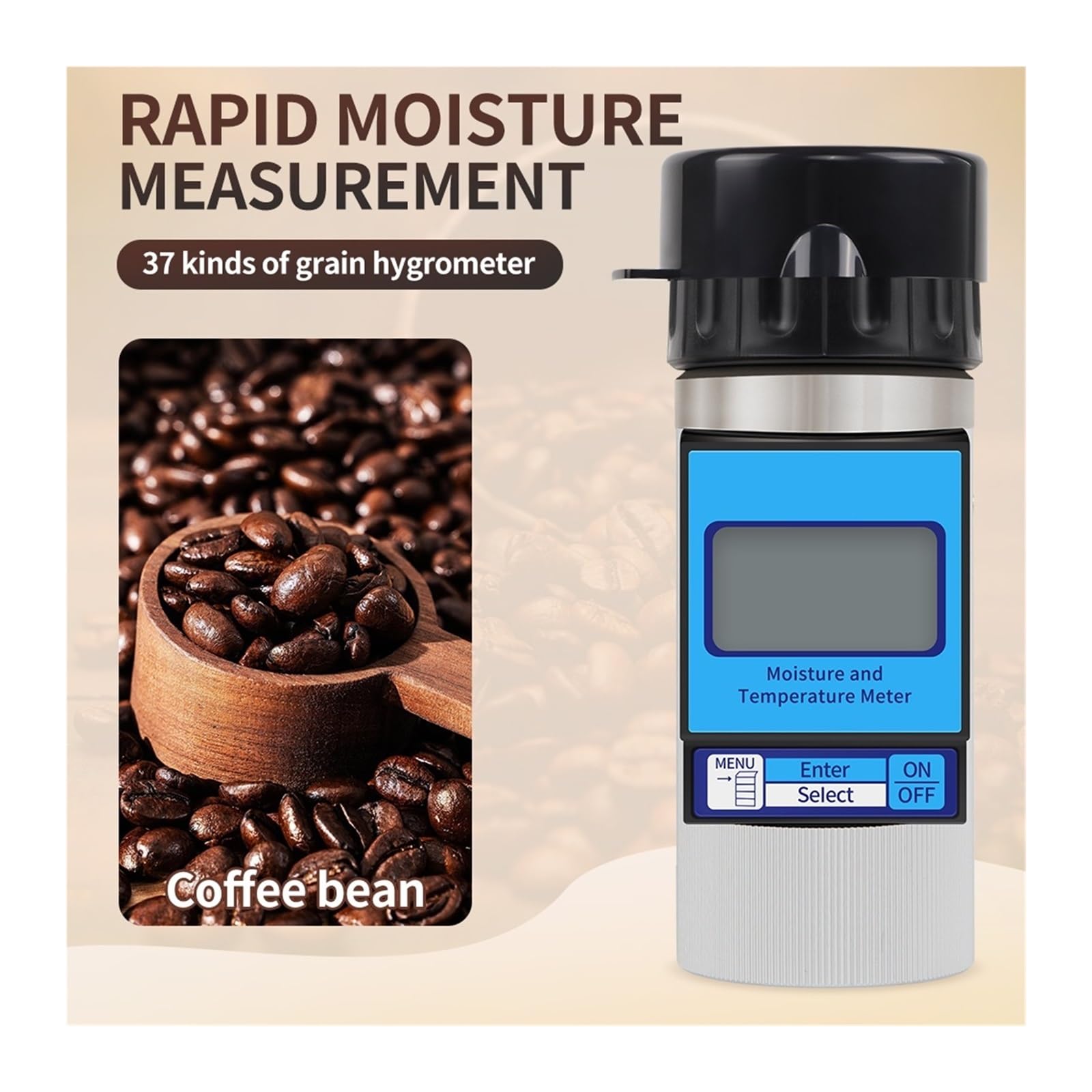 Feuchtigkeitsmesser, Getreidefeuchtigkeitsmessgerät For 37 Getreidearten, Feuchtigkeitstester, Weizen, Mais, Sojabohnen, Erdnüsse, Kaffeebohnen, Hygrometer, Mehrsprachig