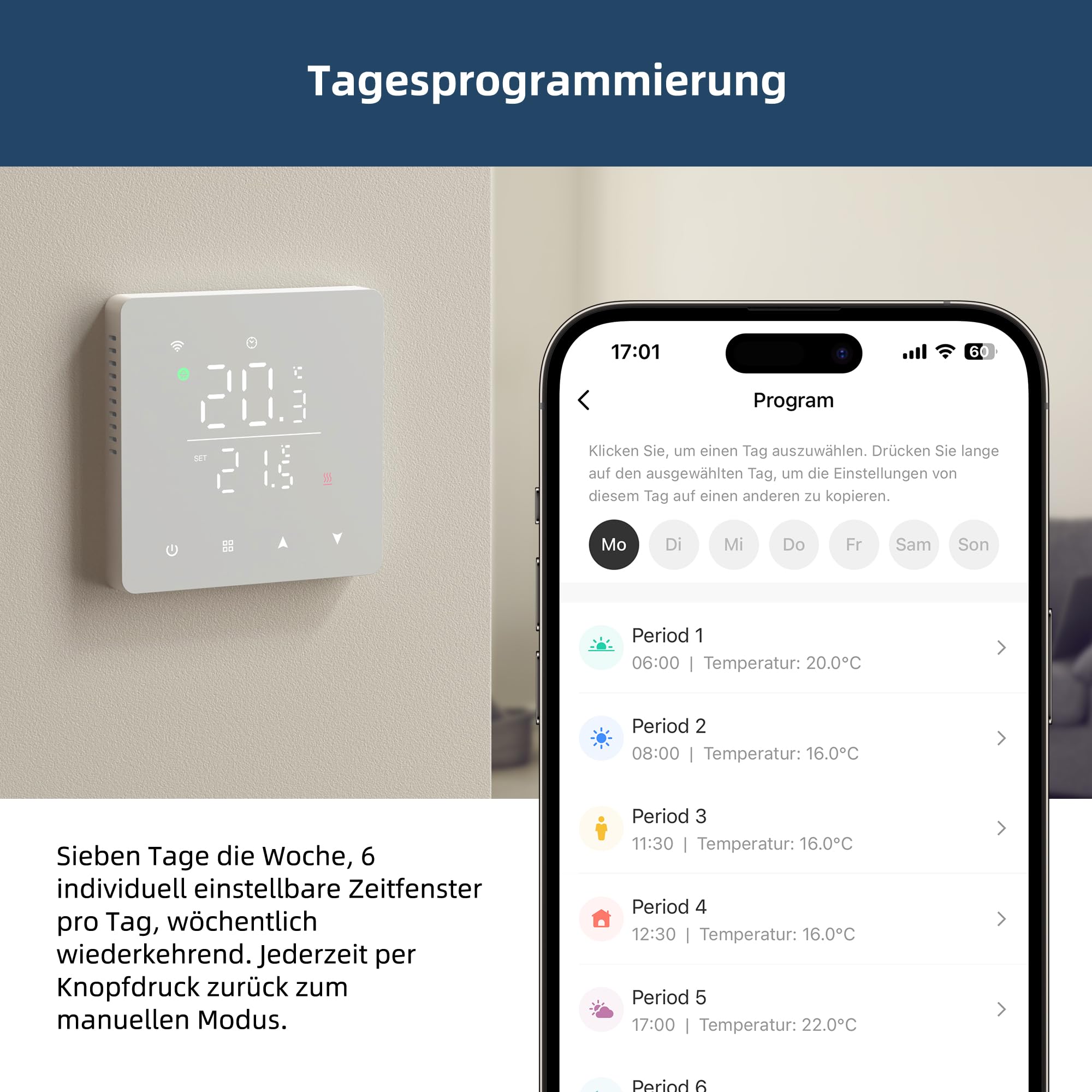 Beok Fussbodenheizung Thermostat Digital Für Elektrische Fußbodenheizung