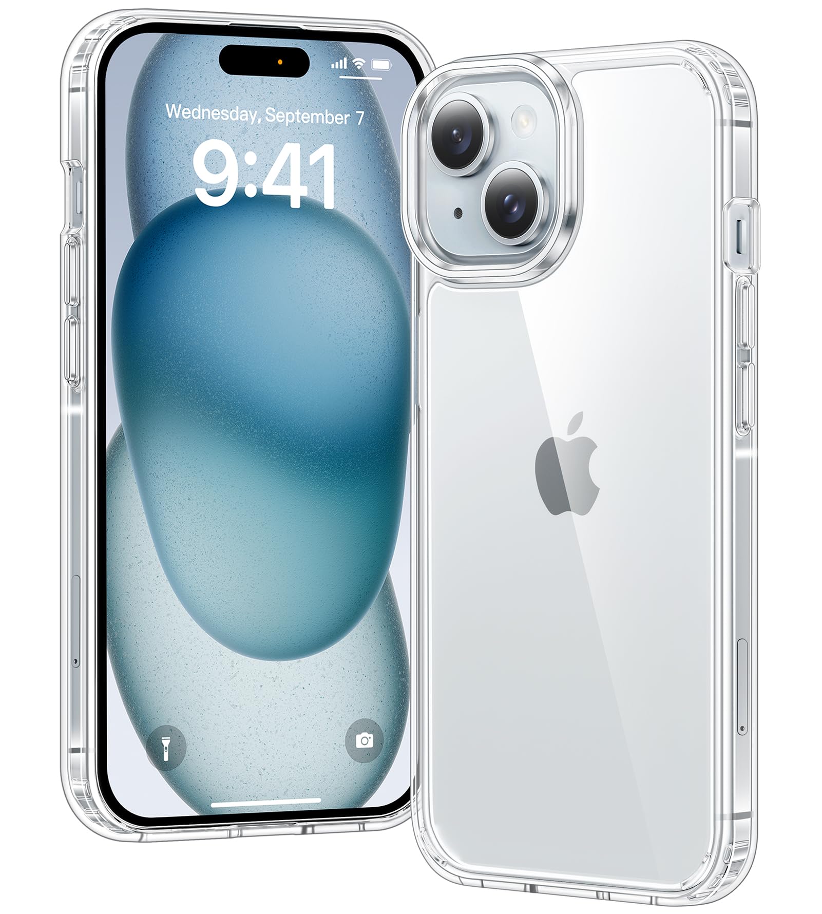 Clear Case for iPhone 15, Ultra Thin, Shockproof TPU Cover, Anti-Yellowing, Crystal Clear, Phone Case for Apple iPhone 15 - Clear
