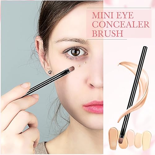 Miniatura 5 de Patelai 48 brochas de maquillaje planas, brochas para corrector de labios planos, pequeños cepillos portátiles para cejas, cepillo de maquillaje,