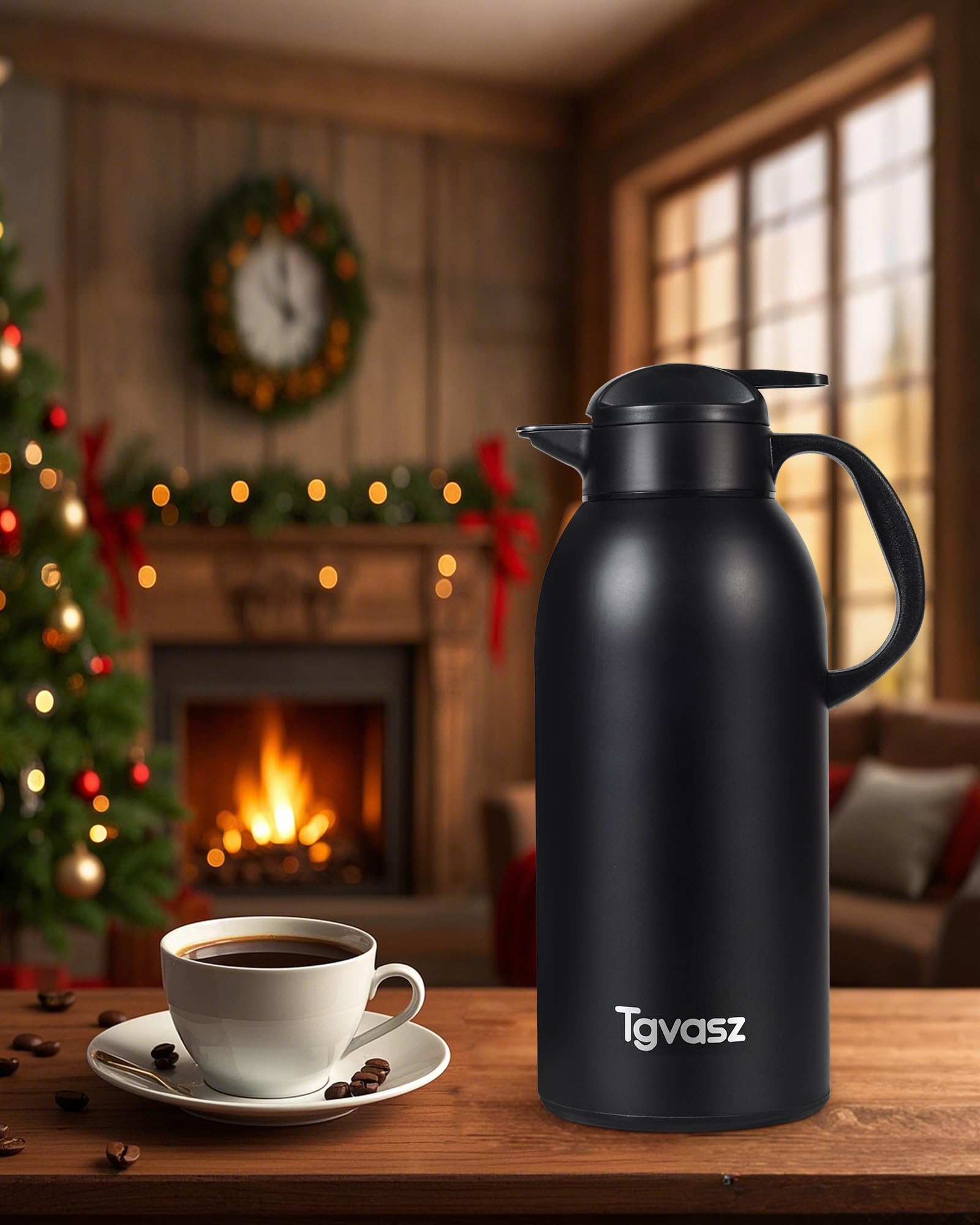 2 jarras térmicas de café de 3 l, hasta 24 horas de calor, aisladas de acero inoxidable para líquidos calientes, jarras de café para mantener el café caliente para fiestas, jarra de té grande (negro +