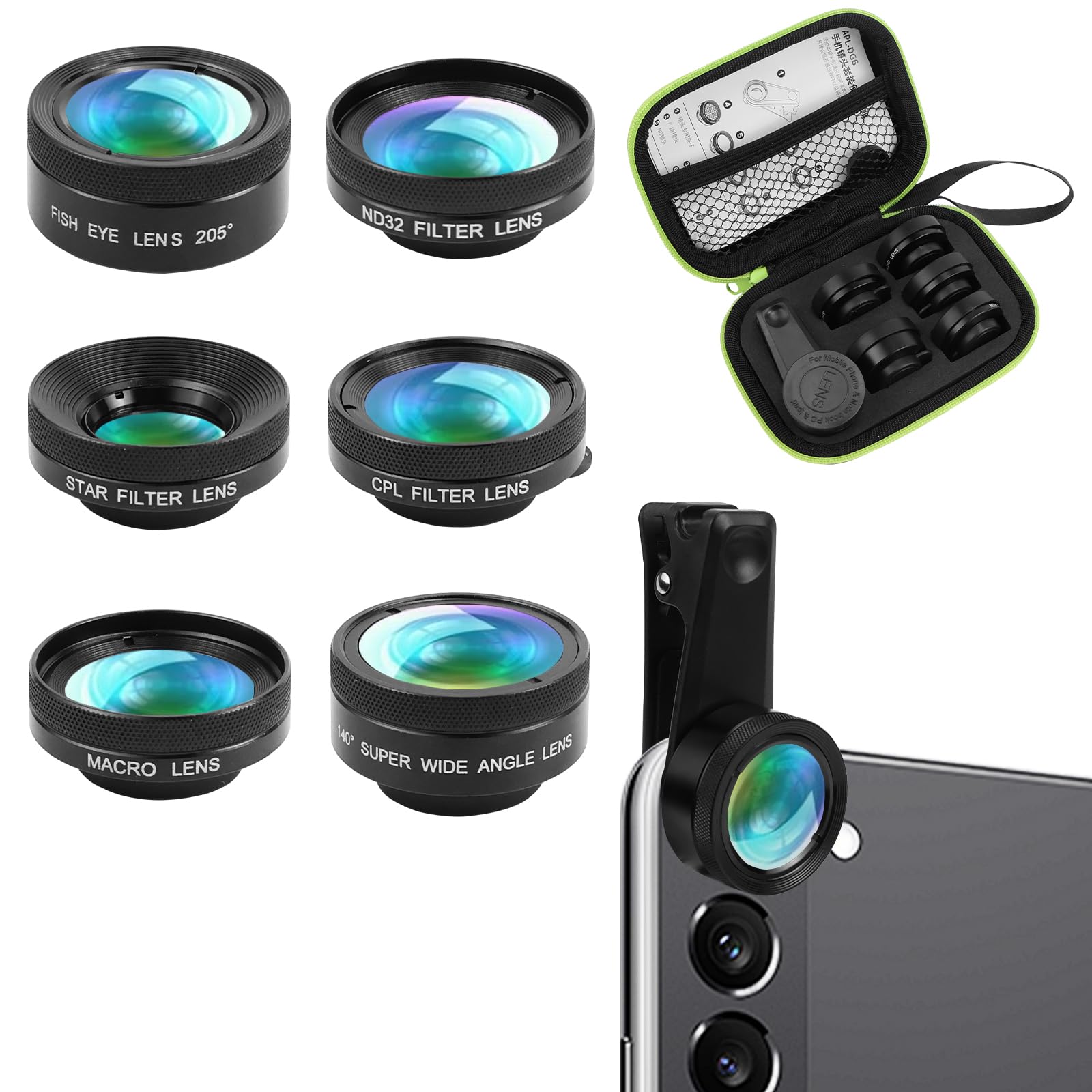Kit de objetivo para teléfono móvil que soluciona fotos recortadas con gran angular de 140 grados 8