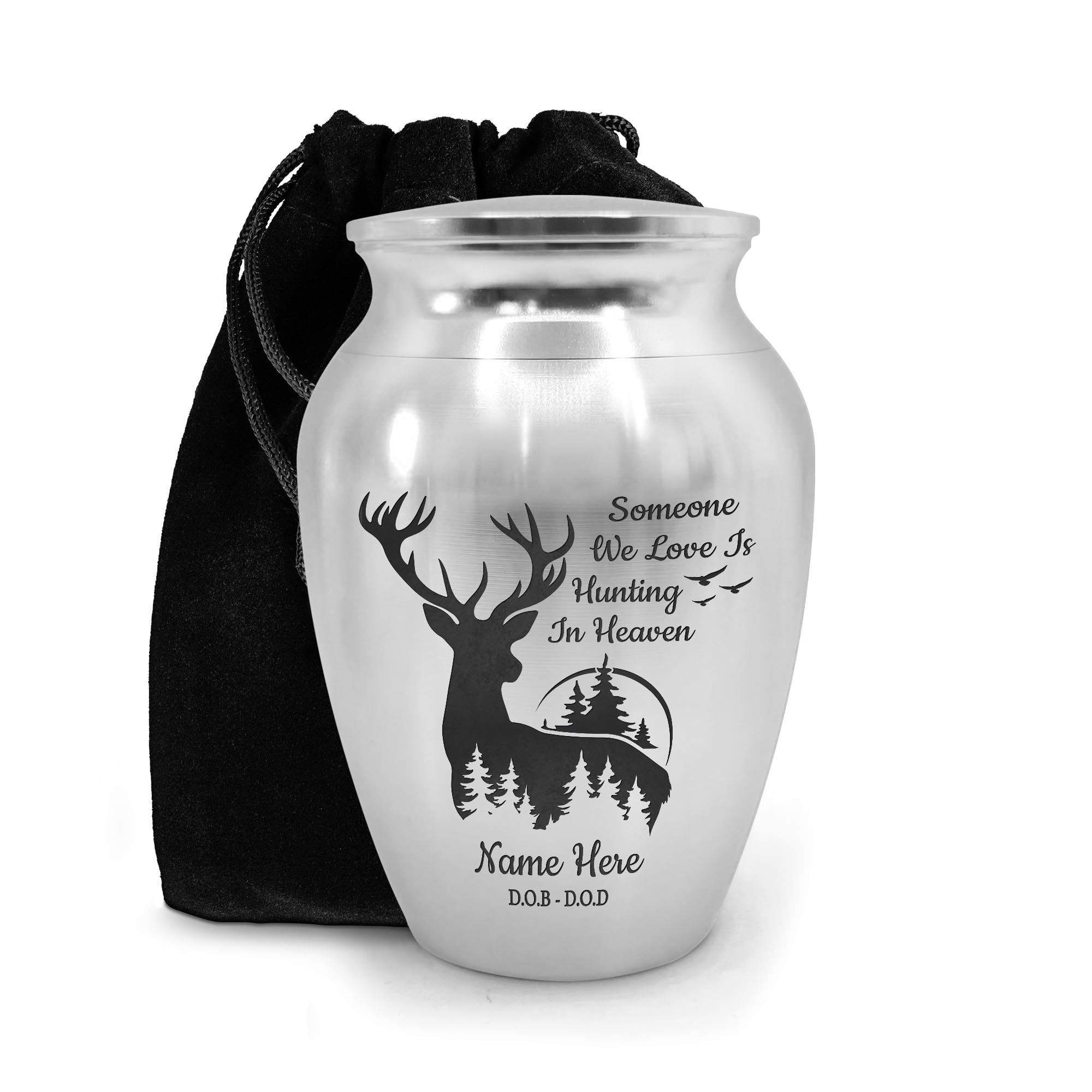 Deer Hunting Mini Urn for Human Ashes, Memorial Keepsake Tribute Decor
