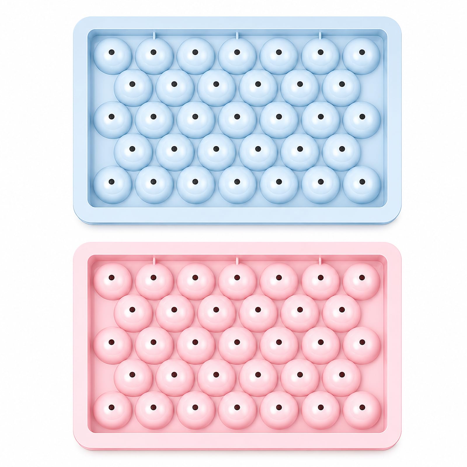 2 Pcs Round Ice Cube Tray with Lid, Round Ice Cube Moulds