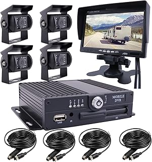 JOINLGO 4 Channel 256GB 1080P AHD HD Mobile Vehicle Car DVR MDVR Video Recorder Kit with 4pcs Waterproof Side Rear View Backup Night Vision Metal IR 2.0MP Car Camera 7" HD Car Monitor