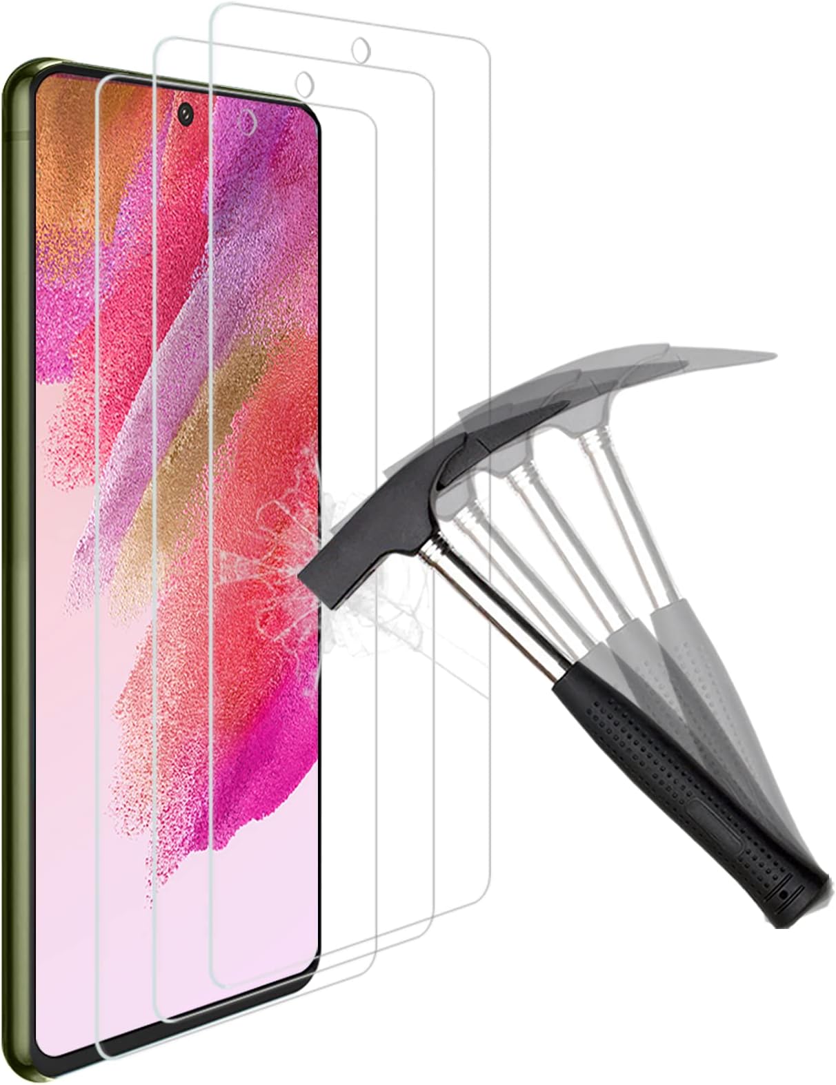 ANEWSIR [3pcs Tempered Glass Screen Protector Compatible with Samsung Galaxy S21 FE 5G, 9H Hardness Film, Scratch Resistant, Easy to Assemble with Samsung S21 FE 5G Tempered Glass