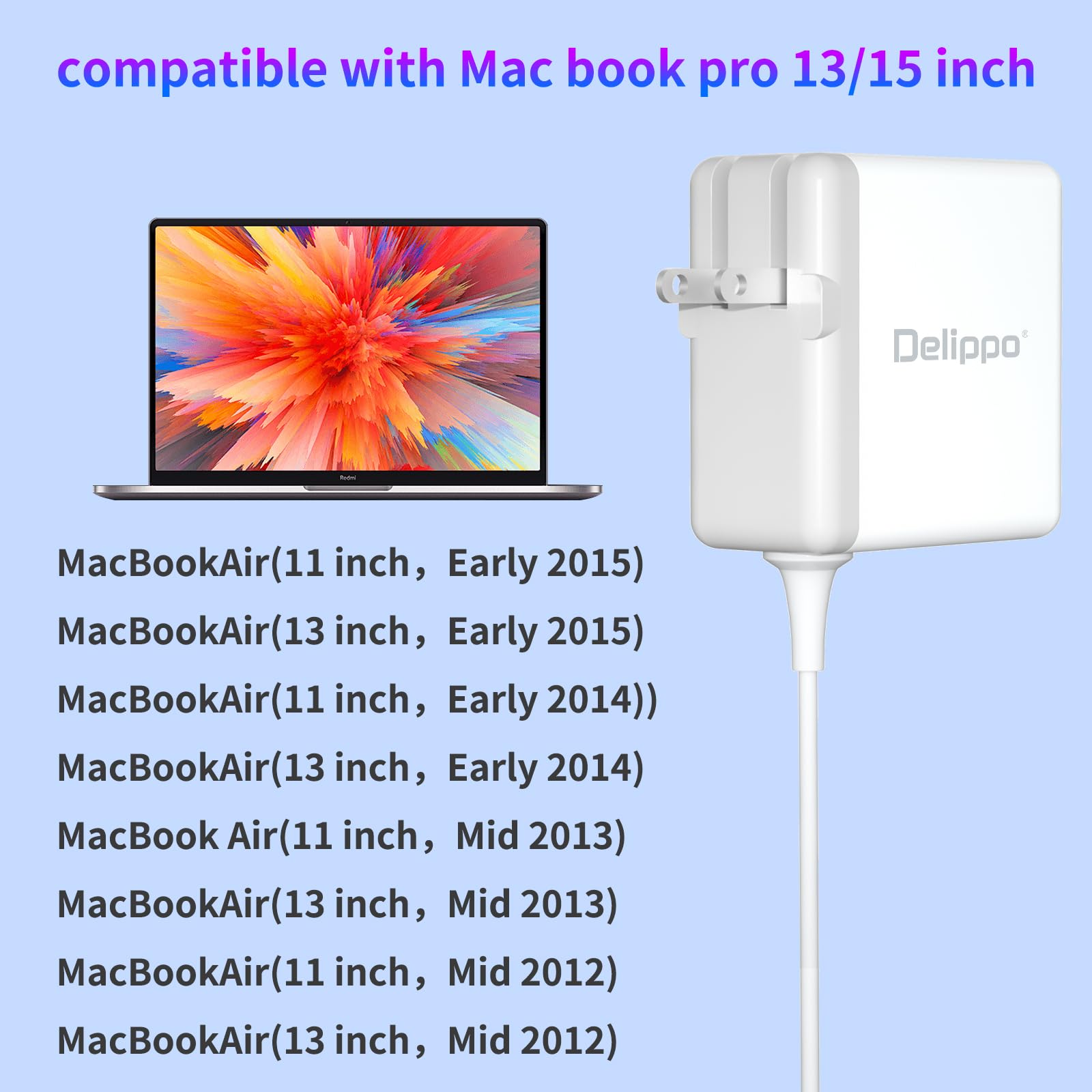 Amazon.com: Delippo 14.85V 3.05A 45W Power Adapter T-Tip for Mac 