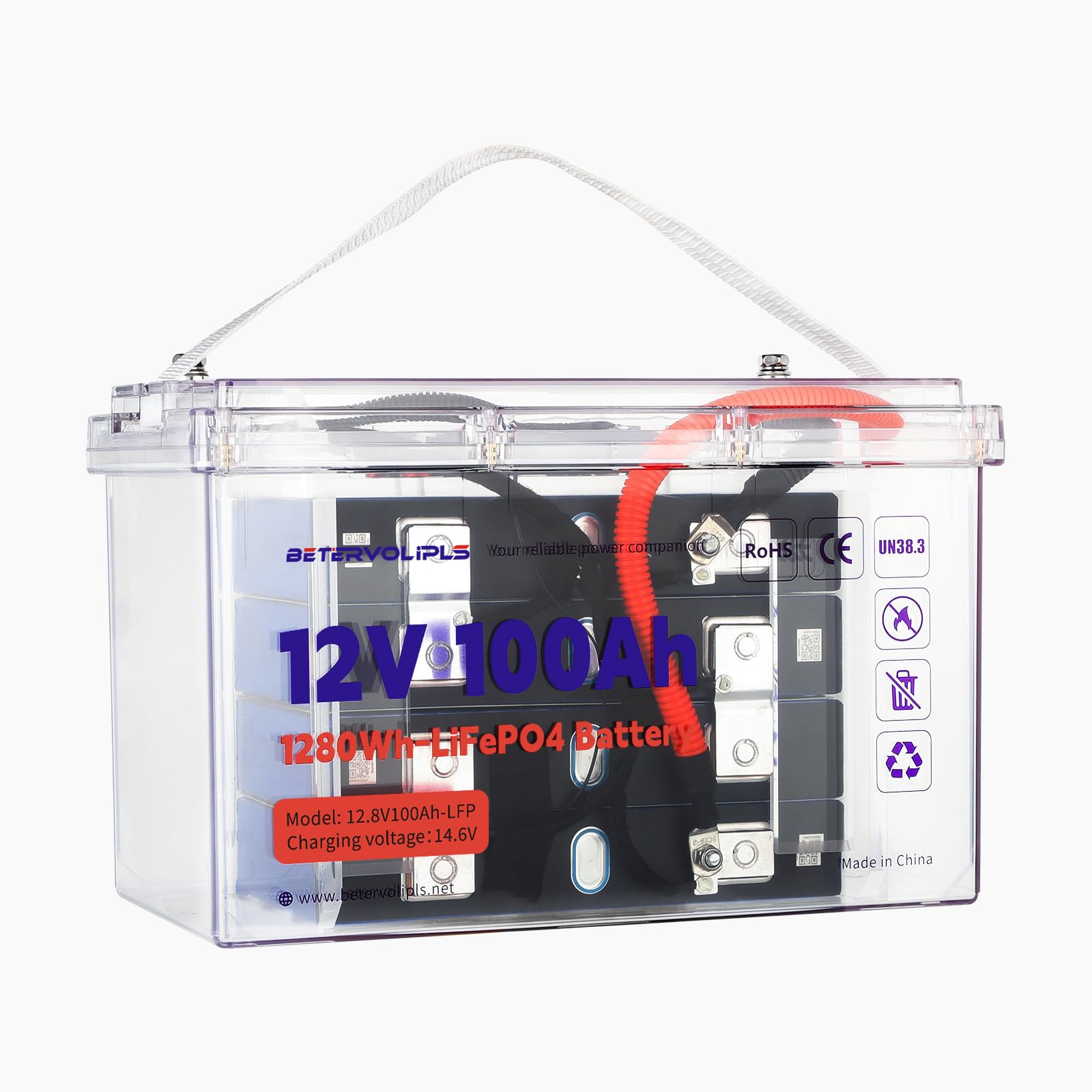 12V 100Ah Lithium Battery, Lifepo4 Battery with 100A BMS, 15000+ Deep Cycles,10+Year Lifespan, Perfect for Solar,Marine, RV, Camping,Off-grid System