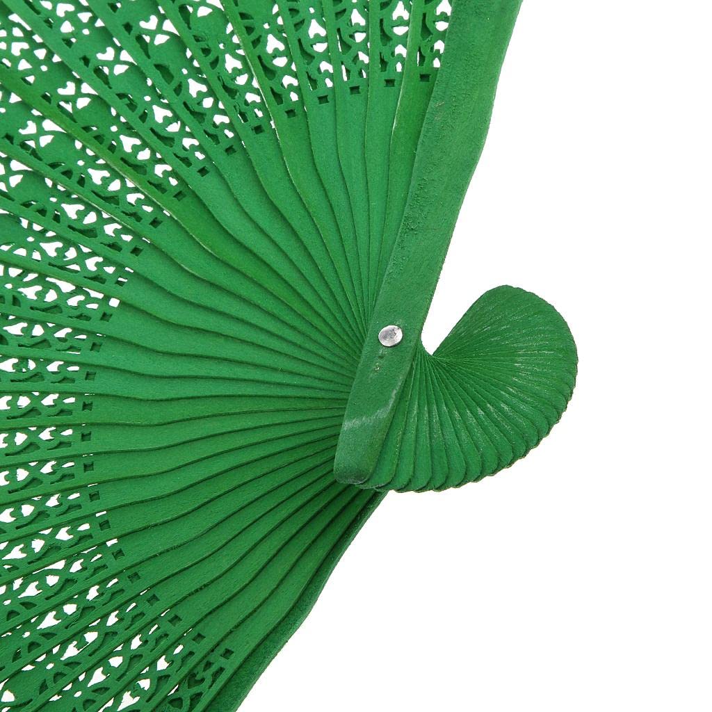 Éventail Pliable Vintage En Bois Sculpté – Longueur Dépliée ~34 Cm – Couleurs Variées (noir, Rouge, Bleu…) – Décoration Et Accessoire De Fête - 4