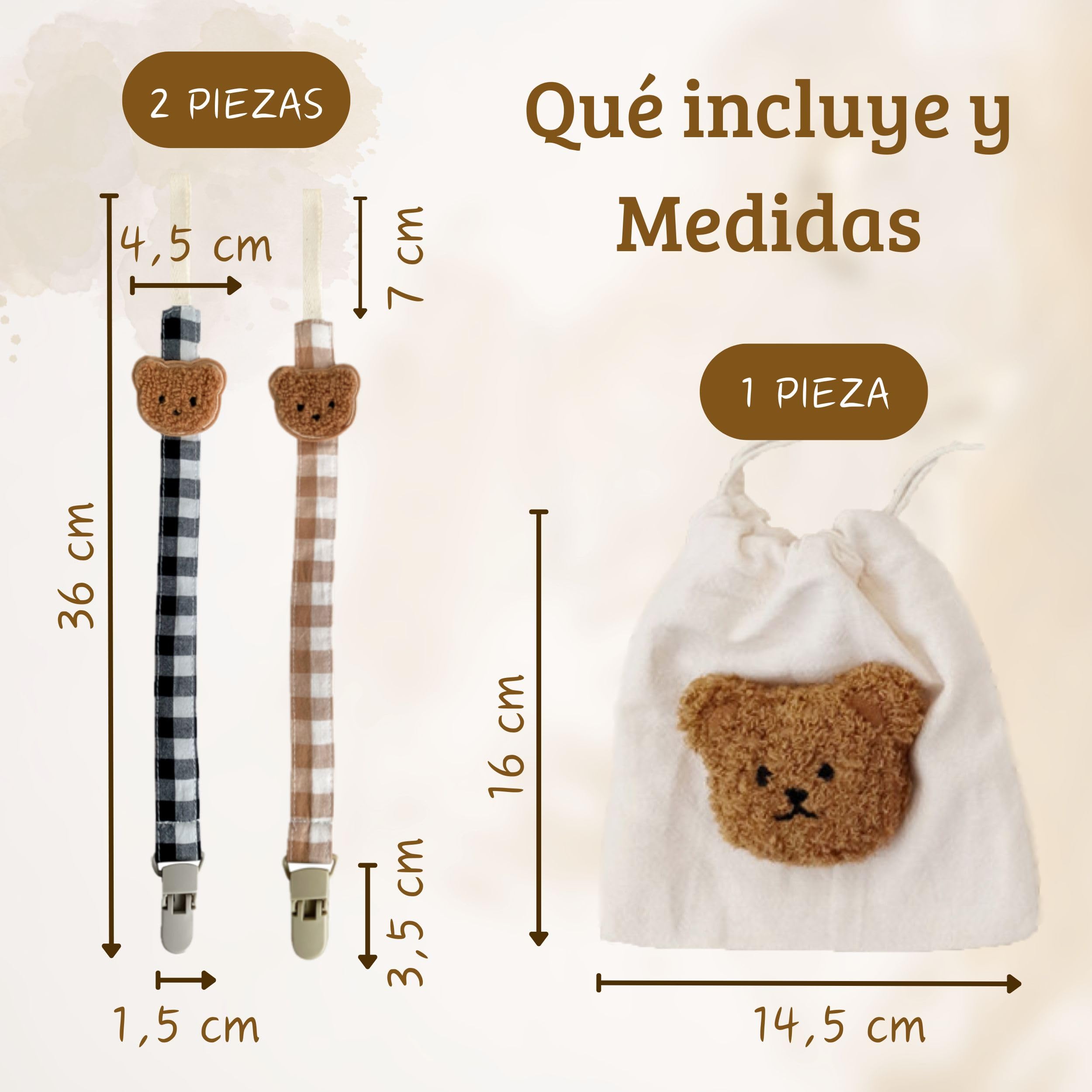SUPER PACK De 2 Chupetero De Tela B&J® SIN PELIGRO DE ASFIXIA + Portachupete Bebé | 2x Cadena Chupete Bebé | Guarda Chupetes Bebé | 2x Sujeta Chupetes | Porta Chupetes Bebé | Chupeteros Bebé