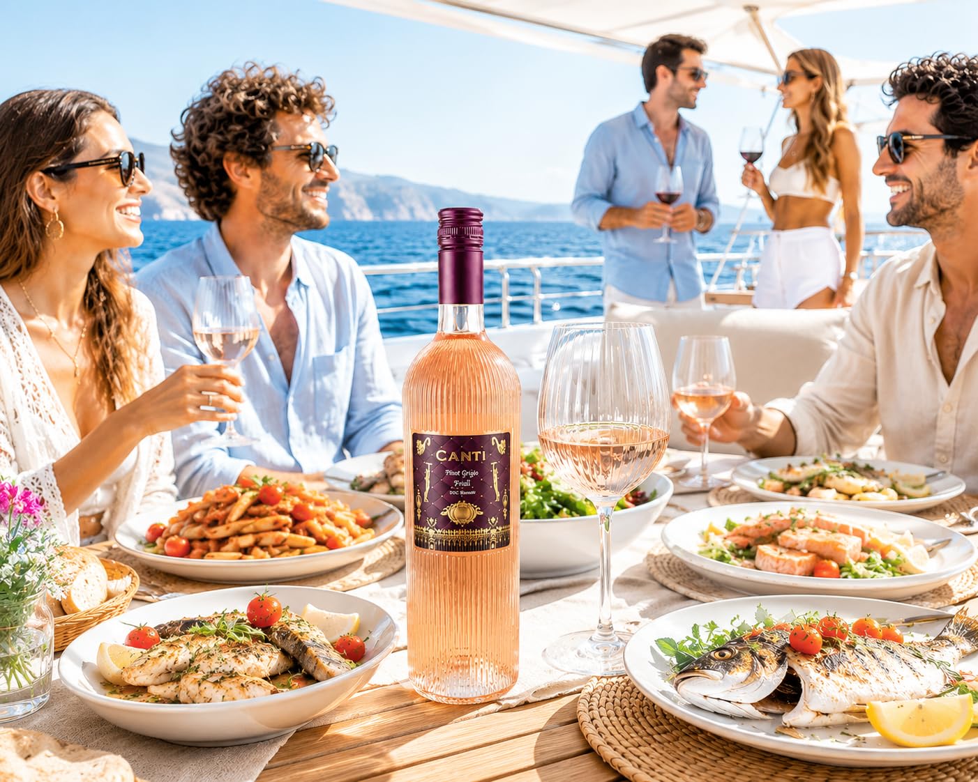 Canti - Vino rosado seco italiano Pinot Grigio D.O.C. Friuli, sabor fresco y paladar suave y redondo, 6 latas de 750 ml