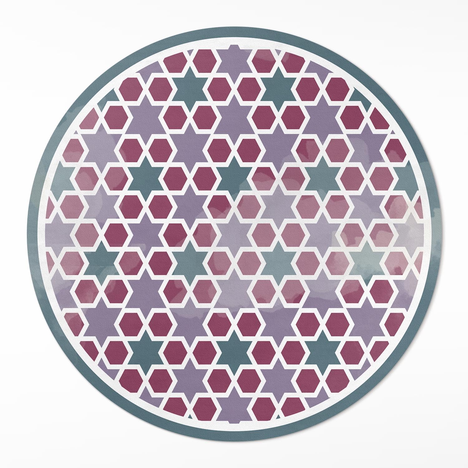 Tapis vinyle rond ø140 cm motif étoiles géométriques pour salon et cuisine