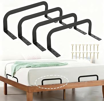 4-Pack Mattress Slide Stopper, Heavy-Duty Metal Retainer Bar & Non-Slip Gripper to Prevent Mattress from Sliding on King/Queen/RV/Wooden Bed Frames