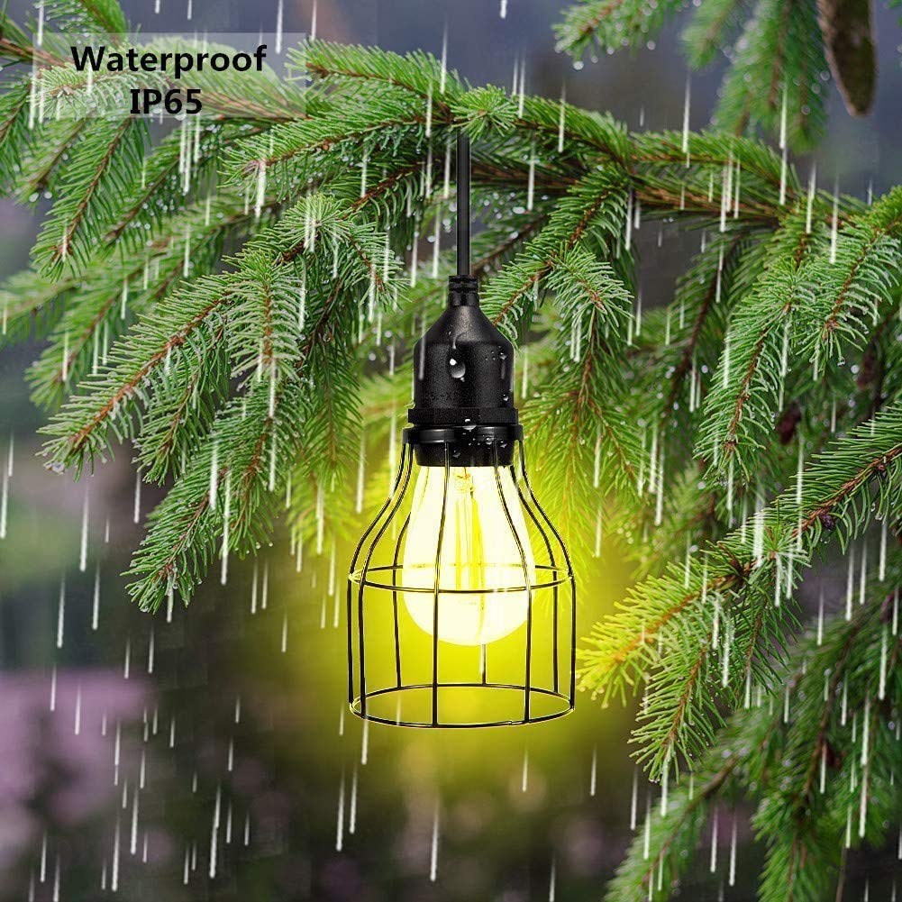 Lampada a Sospensione Solare Classica E27 LED da Appendere all'aperto a Energia Ssolare, Luce Sensibile Capannone Impermeabile, Lampada a Sospensione per Fienile, Giardino, Cortile, Balcone