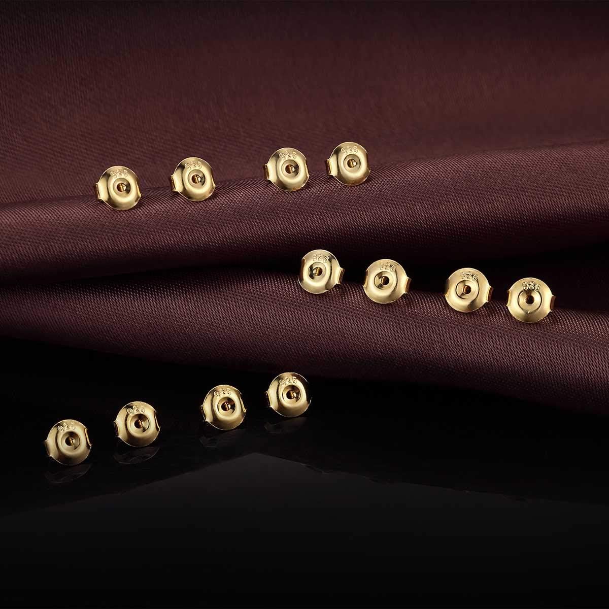 12PCS 925 Silver Earring Backs Replacements, 18K Gold Plated Hypoallergenic Earring Backs for Studs, Secure Ear Locking for Stud Earrings Ear Nut for Posts2